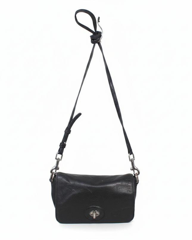 Coach Black Leather Turnlock Crossbody Bag