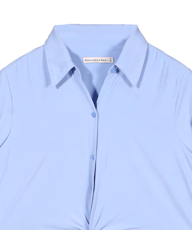 Abercrombie & Fitch Sky Blue Button-Down Knot Front Shirt Dress