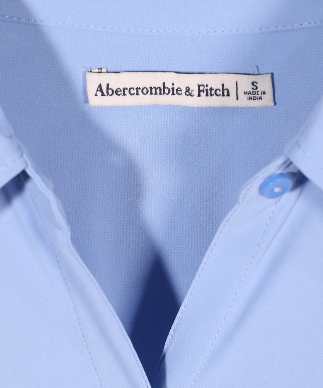 Abercrombie & Fitch Sky Blue Button-Down Knot Front Shirt Dress