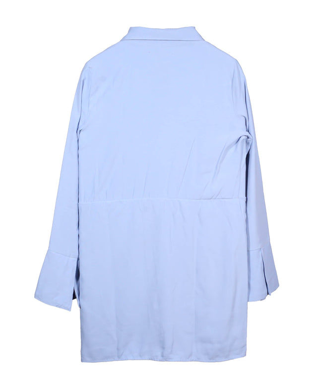 Abercrombie & Fitch Sky Blue Button-Down Knot Front Shirt Dress