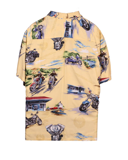 Harley Davidson Geometric All Over Button Down Beige Shirt