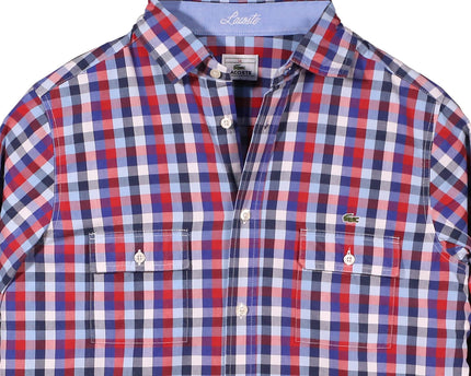 Lacoste Red Blue & White Checkered Long Sleeve Shirt