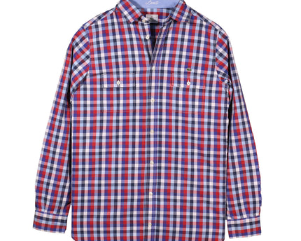 Lacoste Red Blue & White Checkered Long Sleeve Shirt