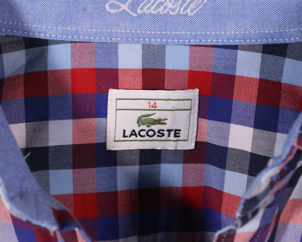 Lacoste Red Blue & White Checkered Long Sleeve Shirt