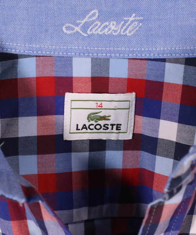 Lacoste Red Blue & White Checkered Long Sleeve Shirt