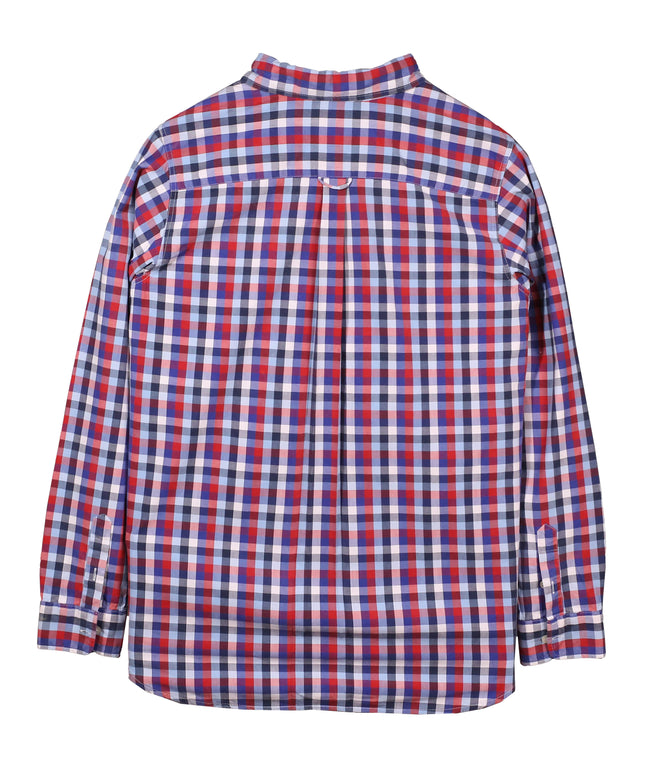 Lacoste Red Blue & White Checkered Long Sleeve Shirt