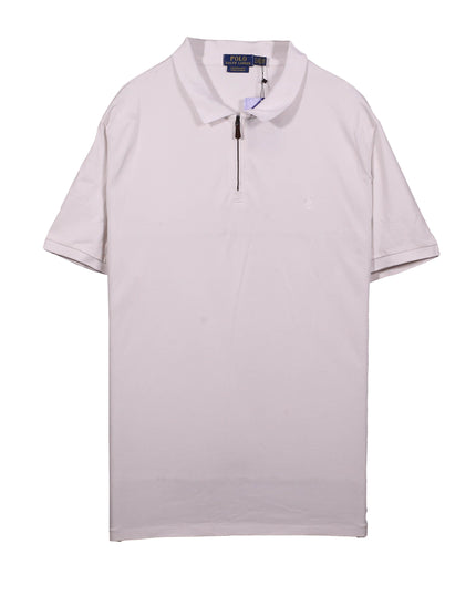 Ralph Lauren Cotton Quarter-Zip Short-Sleeve White Polo Shirt