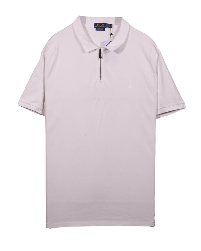 Ralph Lauren Cotton Quarter-Zip Short-Sleeve White Polo Shirt