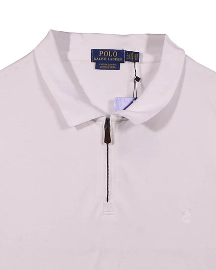 Ralph Lauren Cotton Quarter-Zip Short-Sleeve White Polo Shirt