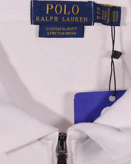 Ralph Lauren Cotton Quarter-Zip Short-Sleeve White Polo Shirt