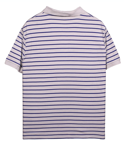 Ralph Lauren Custom Slim Fit White & Blue Striped Pique Polo Shirt