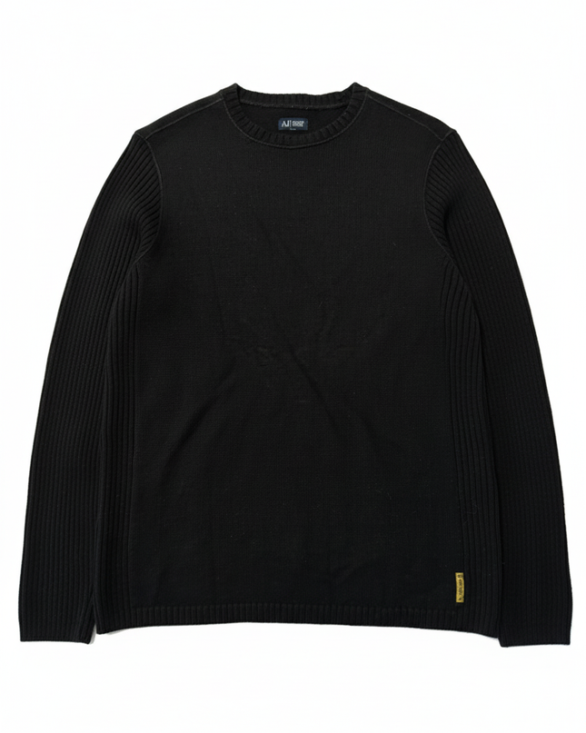 Armani Jeans Black Ribbed Detail Crewneck Sweater
