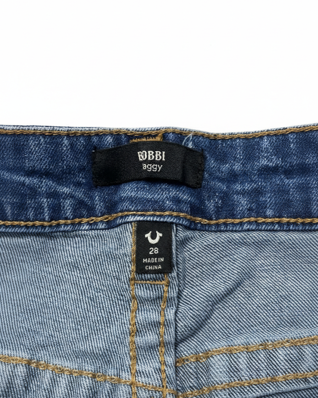 True Religion Bobbi Baggy Wide Leg Blue Denim Jeans