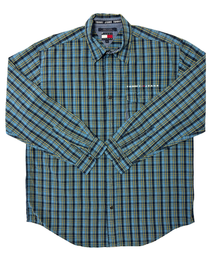 Tommy Jeans Blue & Yellow Plaid Long-Sleeve Button-Up Shirt