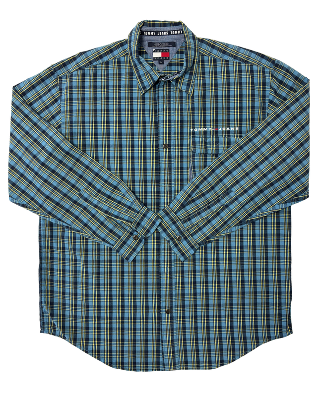 Tommy Jeans Blue & Yellow Plaid Long-Sleeve Button-Up Shirt