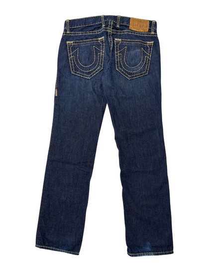 True Religion Made in USA Contrast Stitch Indigo Denim Jeans - XXL | Waist: 36"