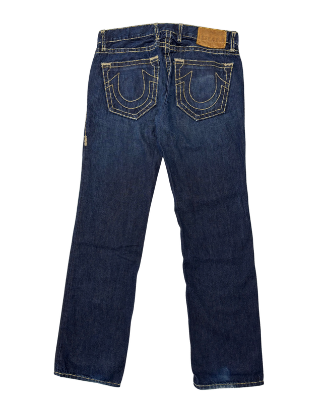 True Religion Made in USA Contrast Stitch Indigo Denim Jeans - XXL | Waist: 36"