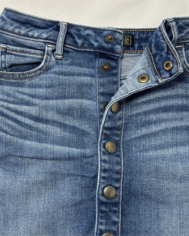 Abercrombie & Fitch Mid-Wash Denim Button-Front Mini Skirt
