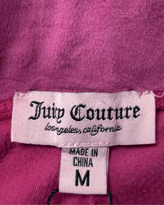 Juicy Couture Fuchsia Pink Rhinestone Velour Track Pants