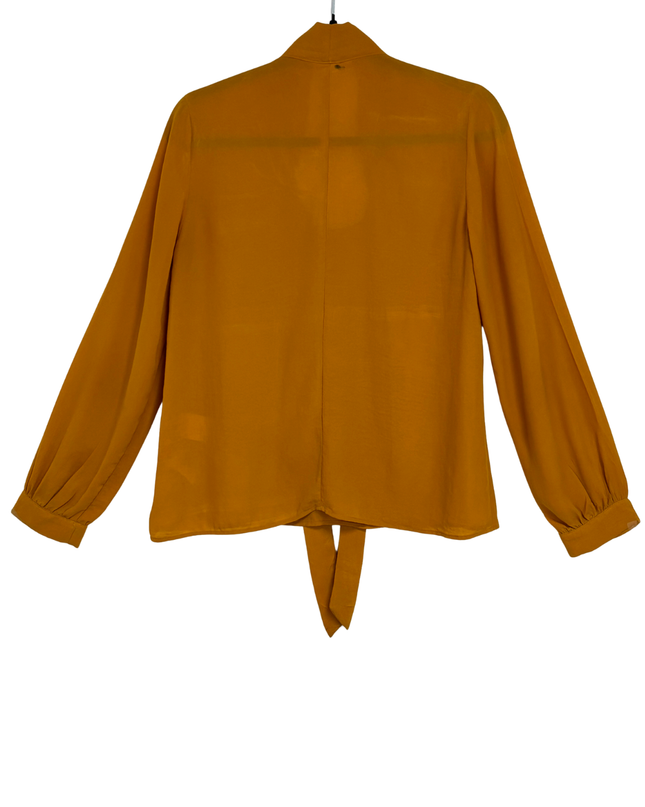 H&M Mustard Yellow Tie-Neck & Hem Blouse