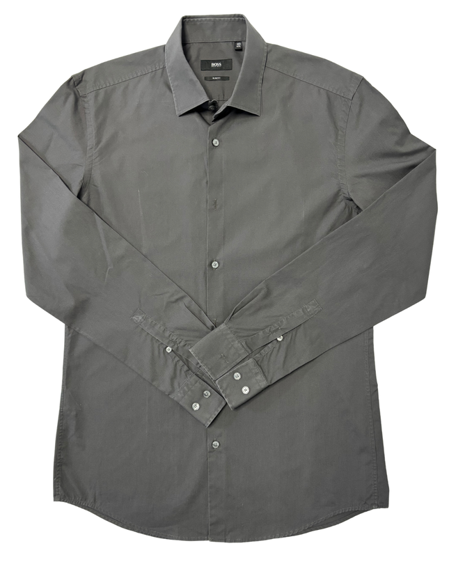Hugo Boss Slim Fit Charcoal Gray Long-Sleeve Dress Shirt