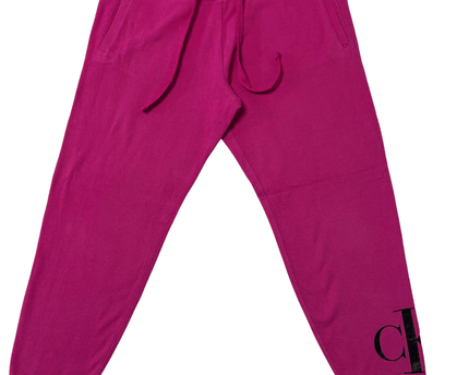 Calvin Klein Jeans Fuchsia Logo Print Fleece Joggers