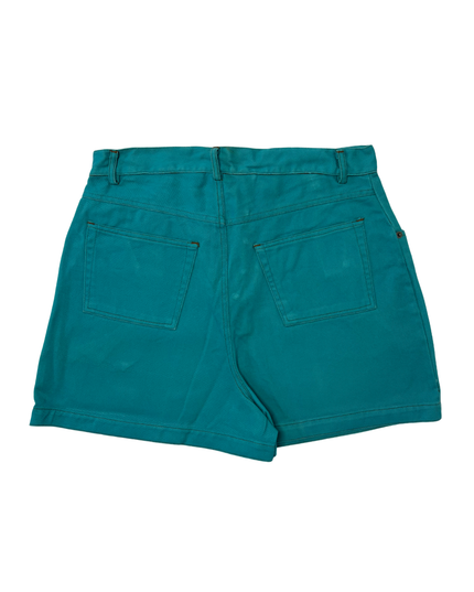 Separate Scene Teal High-Waist Button-Fly Cotton Shorts - L | Waist: 32"