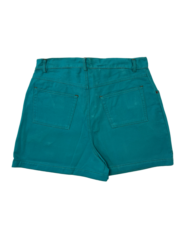 Separate Scene Teal High-Waist Button-Fly Cotton Shorts - L | Waist: 32"