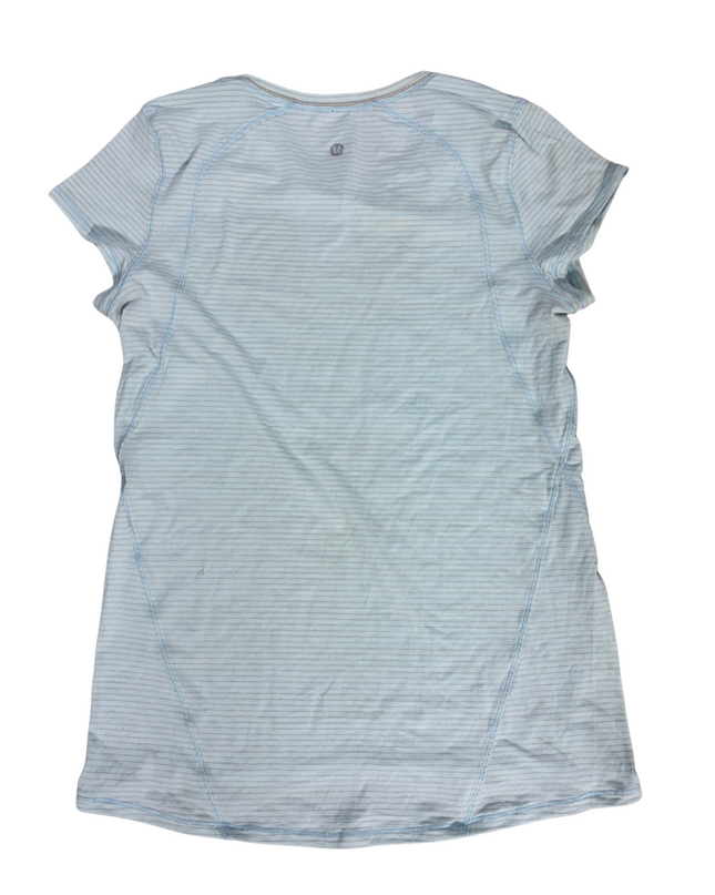 Lululemon Light Blue Striped Mesh Active Tee - XS