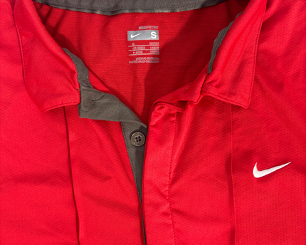 Nike Dri-Fit Polo Red With Grey Placket - XS