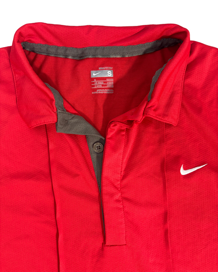 Nike Dri-Fit Polo Red With Grey Placket - XS