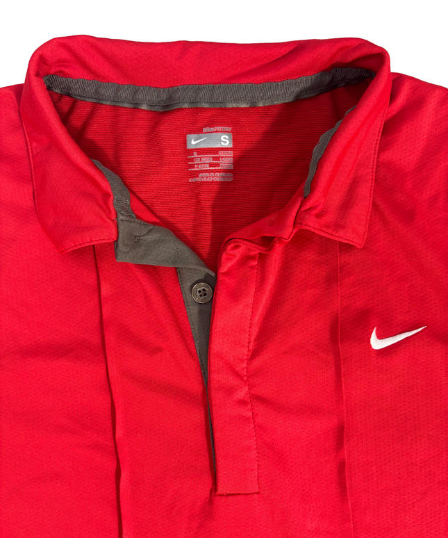 Nike Dri-Fit Polo Red With Grey Placket - XS