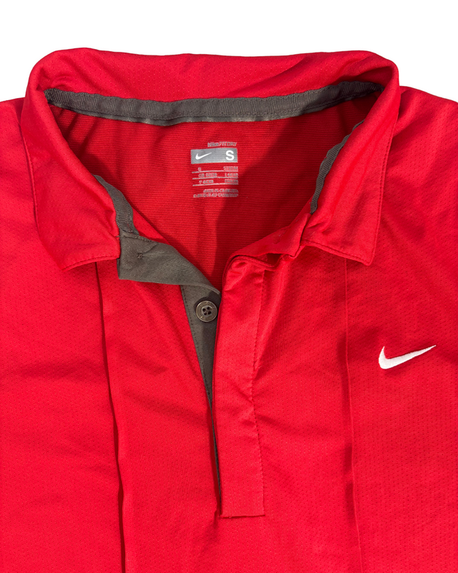 Nike Dri-Fit Polo Red With Grey Placket - XS