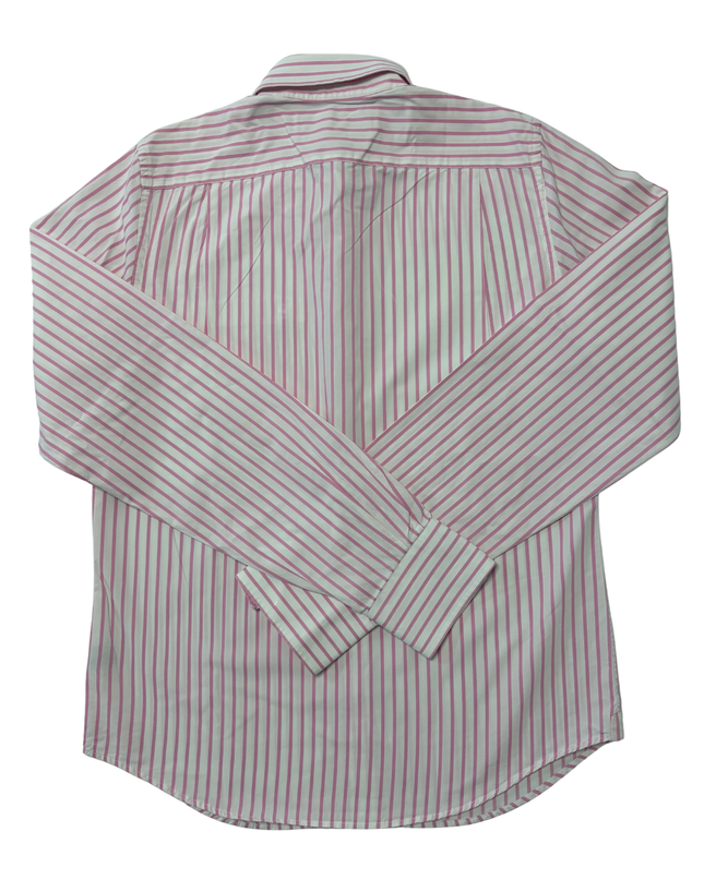 Abercrombie & Fitch Muscle Fit Pink Striped Dress Shirt - L