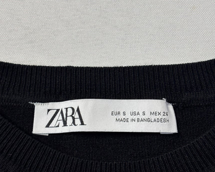 Zara Black Ribbed Knit Sleeveless Cropped Vest