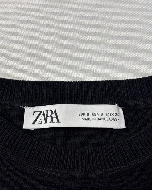 Zara Black Ribbed Knit Sleeveless Cropped Vest