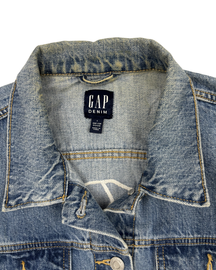 GAP Denim Patchwork Applique Light Wash Trucker Jacket - M