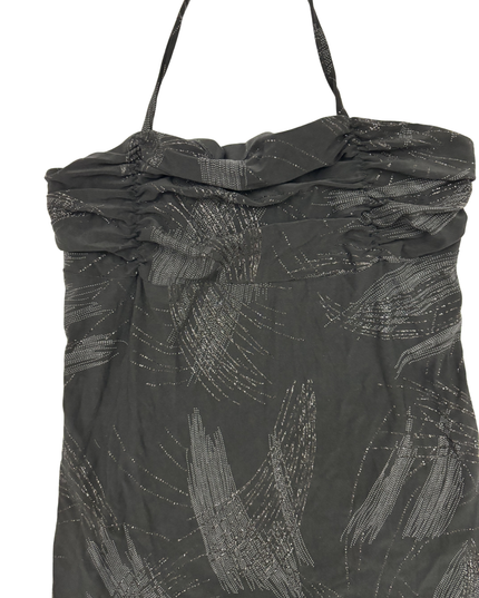 Suzy Shier Y2K Black Metallic Halter Top - XXS