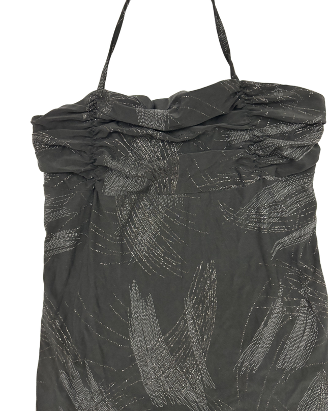 Suzy Shier Y2K Black Metallic Halter Top - XXS