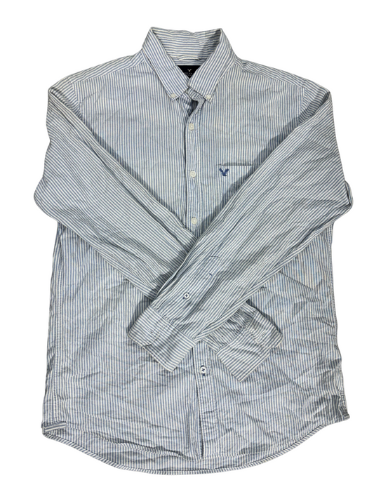 American Eagle Seriously Soft Striped Shirt - Blue/White- M