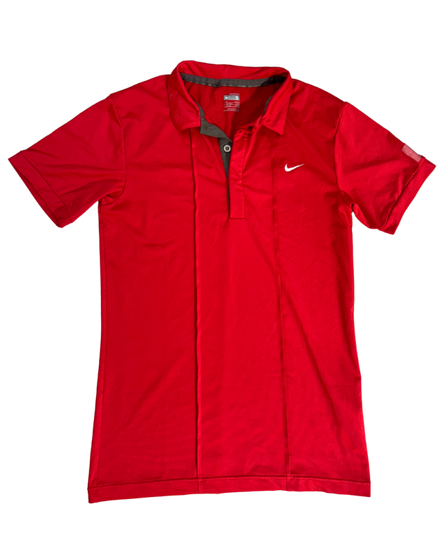Nike Dri-Fit Polo Red With Grey Placket - XS