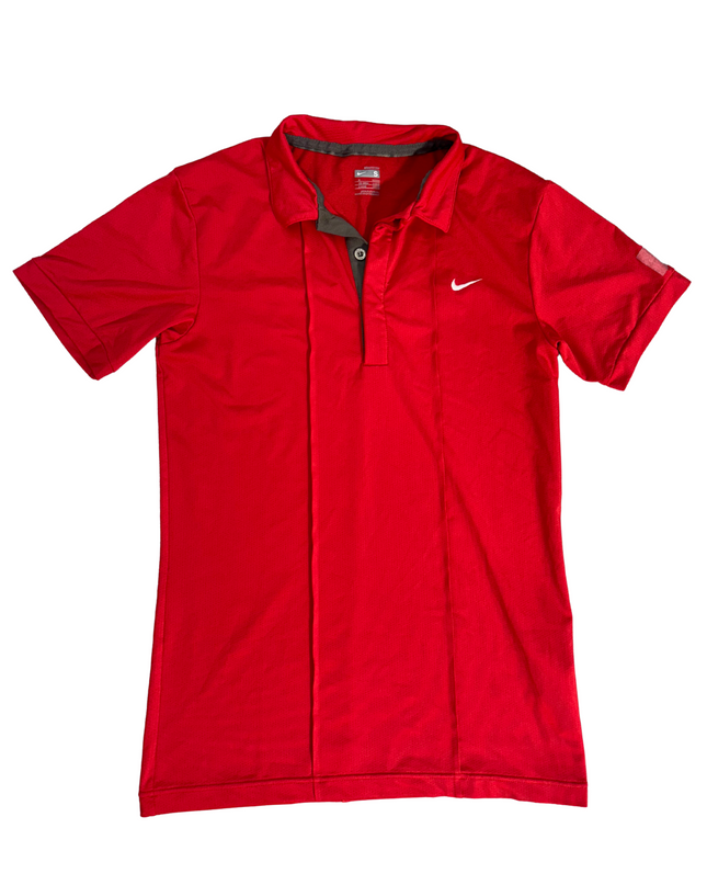 Nike Dri-Fit Polo Red With Grey Placket - XS