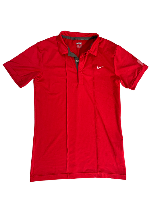 Nike Dri-Fit Polo Red With Grey Placket - XS