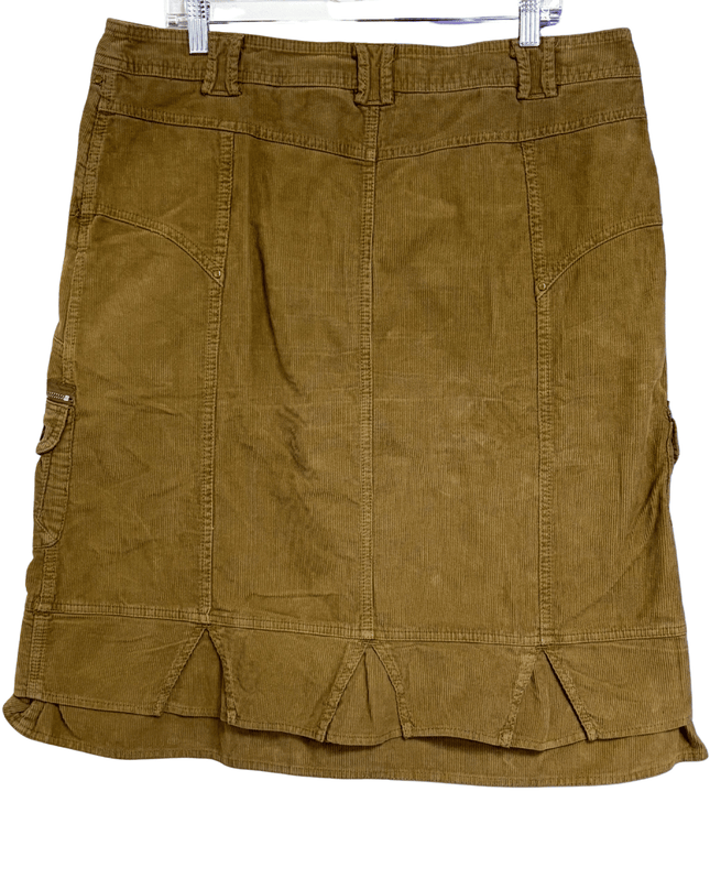 Yessica Utility Style Brown Corduroy Midi Cargo Skirt