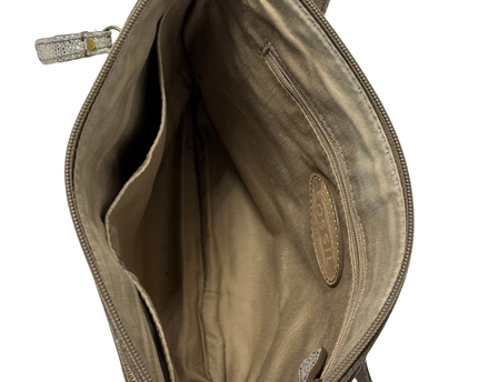 Fossil Metallic Silver Bronze Pebbled Small Crossbody Bag