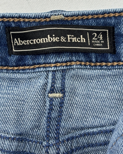 Abercrombie & Fitch Mid-Wash Denim Button-Front Mini Skirt