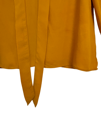 H&M Mustard Yellow Tie-Neck & Hem Blouse