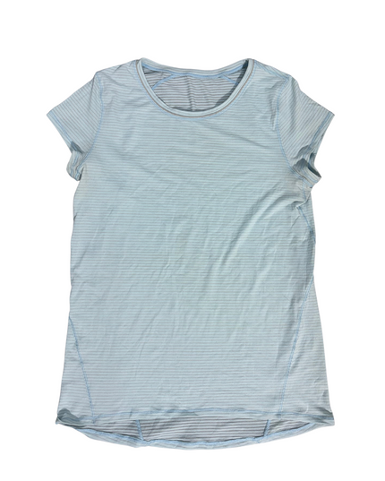 Lululemon Light Blue Striped Mesh Active Tee - XS