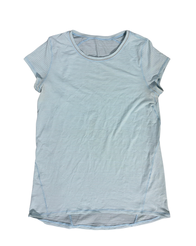 Lululemon Light Blue Striped Mesh Active Tee - XS