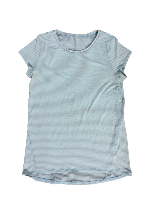 Lululemon Light Blue Striped Mesh Active Tee - XS